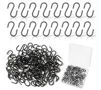 DOPENSPI 100 mini ganchos en forma de S, ganchos en forma de S de 0.6 pulgadas, ganchos de acero inoxidable, ganchos de alambre en S, conectores en forma de S, gancho de adorno negro para colgar