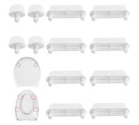 DOPENSPI 12 unidades de asiento de inodoro, color blanco, tapa de inodoro, piezas de repuesto, protección acústica, amortiguador, amortiguador para tapa de inodoro de madera