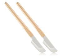 DOPENSPI 2 espátulas pequeñas de silicona, espátula de cocina con mango de madera, espátula de silicona, raspador de cocina estrecho para hornear, mezclar y mezclar herramientas