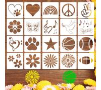 DOPENSPI 20 plantillas para pintar, amor, símbolo de la paz, arco iris, estrella, corazón y flores para pintar sobre madera, lienzo, papel, tela, decoración del hogar