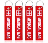 DOPENSPI 4 llaveros de bolsillo médico, bordado rojo de doble cara, bolsa médica para equipaje, mochilas, bolsos, senderismo al aire libre