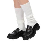 DOPENSPI Calentadores blancos para mujer, calentadores de piernas de invierno, calentadores de piernas de crochet, calentadores de piernas de punto, calentadores de rodilla, calcetines largos para