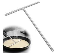DOPENSPI Distribuidor de crepes, rastrillo redondo de acero inoxidable, 26 x 18,5 cm, distribuidor de masa, distribuir uniformemente la masa con mango largo para crepes y tortitas y tartas de huevo