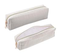 DOPENSPI Estuche de pana para bolígrafos, estuche estético para lápices, bolsa simple para bolígrafos con práctica cremallera, bolsa de maquillaje portátil para mujer