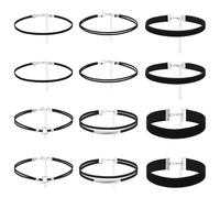 DOPENSPI Juego de 12 gargantillas negras para mujer, gargantilla de terciopelo negro, collar gótico en capas, gargantilla clásica, collar ajustable, joyería gótica para mujer, regalos geniales