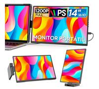 Dopesplay Monitor Portátil para Portátil, 14" FHD 1200P Doble Monitor portátil, Plug & Play Extensión de Monitor, Compatible con Win/Chrome/Android/Mac, para 14"-17"