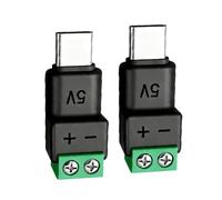 DOPNMUH 2 conectores convertidores de terminales de tornillo tipo C de 5 V3 A a 2 pines para una fácil carga de cableado sin soldador, conector USB tipo C macho/hembra