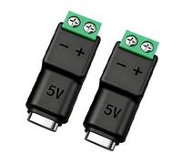 DOPNMUH 2 conectores convertidores de terminales de tornillo tipo C de 5 V3 A a 2 pines para una fácil carga de cableado sin soldador, conector USB tipo C macho/hembra