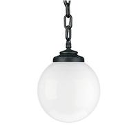 DOPO LIGHTING - Lámpara de techo INDURA GLOBO (H.72cm),resina, uso exterior IP65 E27, difusor/esfera ø30 cm, ideal para instalaciones en balcones y/o terrazas, entradas o porches, negro
