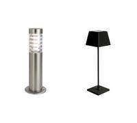 DOPO LIGHTING - Set Iluminación Exterior Jardín y Terraza | Baliza Inox IP44 + Lámpara Portátil IP54 Recargable