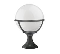 Dopo Lighitng - Sobremuro exterior CLIC CLAC GLOBO (H.42cm), uso exterior IP43, baliza para exterior clásico con esfera ø27 cm para entradas, pasillos, terrazas o balcones, E27 42W, negro
