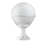 DOPO LIGHTING - Sobremuro Exterior CLIC CLAC GLOBO (H.42cm), IP43, Baliza para Exterior Clásico con Esfera ø27 cm para Entradas, Pasillos, Terrazas o Balcones, E27 42W, Blanco