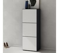 Doporro Cofre para zapatos 45cm Mueble de Almacenamiento de Madera Antracita Mate y Blanco Mate con 6 Compartimentos, zapatero02