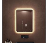 doporro Espejo de Baño con Luz LED 80x60 cm, Espejo de Pared Antivaho con Control Táctil, Regulable en Brillo y Luz, Cristal Flotado de 5mm, LED03