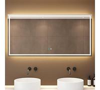 doporro Espejo de Baño LED 140x70 cm Antivaho Regulable Nova-01 | Espejo de pared con luz LED regulable en brillo y tono, control táctil, cristal flotado de 5 mm y función antivaho