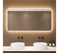 doporro Espejo de Baño LED 140x70 cm Antivaho Regulable Nova-02 | Espejo de pared con luz LED regulable en brillo y tono, control táctil, cristal flotado de 5 mm y función antivaho