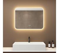 doporro Espejo de Baño LED 60x80 cm Antivaho Regulable Nova-02 | Espejo de pared con luz LED regulable en brillo y tono, control táctil, cristal flotado de 5 mm y función antivaho