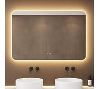 doporro Espejo Inteligente de baño con Interruptor táctil 120x80 cm, función antivaho, 4500K luz Neutra Fija, Brillo Regulable, Espejo sin Cobre Plateado, instalación Flexible, LED03