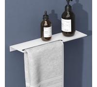 doporro Estante con Toallero Integrado de Aluminio Blanco Mate, 32×125×400 mm, Acabado con Recubrimiento en Polvo, Instalación con Taladro o Adhesivo, Reglo-06