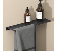 doporro Estante con Toallero Integrado de Aluminio Negro Mate, 32×125×400 mm, Acabado con Recubrimiento en Polvo, Instalación con Taladro o Adhesivo, Reglo-06