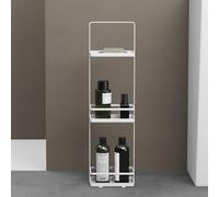 doporro Estante de Baño de Pie con 3 Niveles, Diseño con Mayor Espacio Entre Niveles, Asa Práctica, Drenaje con Ranuras, Barra Anticaída, Base Antideslizante, de Acero Carbono, Negro, Reglo-02