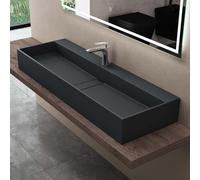doporro Lavabo de Baño 120x40x14 cm Antracita Mate, Lavabo Suspendido o Sobre Encimera, Mármol Fundido, 1 Orificio para Grifo, Lavamanos Rectangular Moderno, Colossum6028