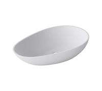 doporro Lavabo de Baño Ovalado Sobre Encimera 59,8x36x14cm Diseño Elegante en Mármol Fundido, Blanco Mate con Recubrimiento Nano, Conexión Estándar DIN, Colossum809