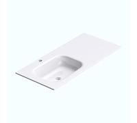 doporro Lavabo empotrado/encastrado de diseño Colossum04 de 100 cm con gran espacio de almacenamiento de mármol mineral fundido