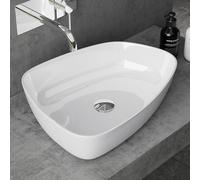 doporro Lavabo Sobre Encimera 51,1x38,7x12 cm, Diseño Elegante en Mármol Fundido, Blanco Brillante con Recubrimiento Nano, Conexión Estándar DIN, Colossum806