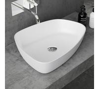 doporro Lavabo Sobre Encimera 51,1x38,7x12 cm, Diseño Elegante en Mármol Fundido, Blanco Mate con Recubrimiento Nano, Conexión Estándar DIN, Colossum806