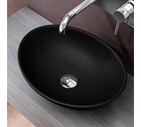 doporro Lavabo sobre Encimera Antracita Mate de Cerámica 41x33x14cm Lavabo de Mano Ovalado Brüssel205