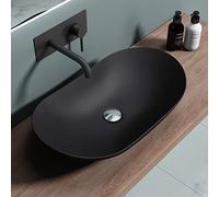 doporro Lavabo sobre Encimera Antracita Mate de Cerámica 63x37x14cm Lavabo de Mano Ovalado Brüssel858