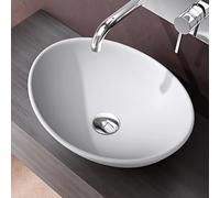doporro Lavabo sobre Encimera Blanco Mate de Cerámica 41x33x14cm Lavabo de Mano Ovalado Brüssel205