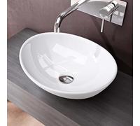 doporro Lavabo sobre Encimera Blano Brillante de Cerámica 41x33x14cm Lavabo de Mano Ovalado Brüssel205