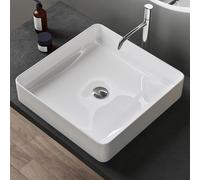 doporro Lavabo sobre Encimera de Cerámica 405x405x110 mm Lavabo de Mano Blanco Brillante para Baño y Aseo de Invitados Brüssel105