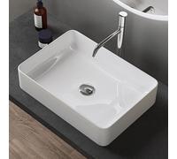 doporro Lavabo sobre Encimera de Cerámica 500x350x110 mm Lavabo de Mano Blanco Brillante para Baño y Aseo de Invitados Brüssel105