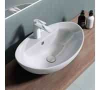 doporro Lavabo sobre encimera de cerámica de diseño Brüssel302, 59cm de ancho | con Nano-sellado