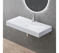 doporro Lavabo Sobre Encimera o Colgante de Mármol Fundido, Blanco, 100x48x10 cm, con Desagüe y Tapa Antiolores, Colossum810