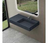 doporro Lavabo sobre Encimera o Suspendido 100x48x13 cm, Mármol Fundido Antracita Mate, Desagüe Oculto, Lavabo Derecho, Colossum12