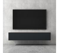 doporro Mueble de TV para Salón 160x40,2x30cm Mesa TV con Puerta Abatible hacia Abajo, en Marrón Claro + Gris Negro, Colgante o de pie, Estante TV 02