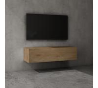 doporro Mueble de TV para Salón de 120cm en Núcleo de Roble Mesa TV, con Puerta Abatible hacia Abajo, Mueble de TV Flotante, Estante TV 02