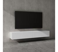 doporro Mueble de TV para Salón de 200 cm en Blanco Mate Mesa TV, con Puerta Abatible hacia Abajo, Colgante o de pie, Estante TV 02