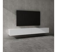 doporro Mueble de TV para Salón de 240 cm en Blanco Mate Mesa TV, con Puerta Abatible hacia Estante TV 02