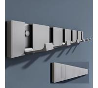 doporro Perchero Pared Sin taladrar, Plegable Gris con 6 Ganchos Móviles | Aluminio Diseño Moderno, Ganchos de Pared para Ropa, Toallas, Ideal para Baño, Entrada y Recibidor, Wandgarderoben01