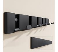 doporro Perchero Pared Sin taladrar, Plegable Negro con 6 Ganchos Móviles | Aluminio Diseño Moderno, Ganchos de Pared para Ropa, Toallas, Ideal para Baño, Entrada y Recibidor, Wandgarderoben01