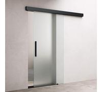 doporro Puerta Corredera de Cristal 77,5x205cm, Puerta Corredera con Softclose de Cristal Satinado de 8mm con Riel y Tirador, Distancia a la Pared 25mm, Negro, Amalfi-plus 12