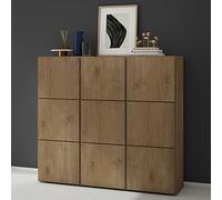 doporro Zapatero Cofre para Zapatos 135 cm Mueble de Zapatos en Madera núcleo de Roble Almacenamiento de Madera para Zapatos con 18 Compartimentos, zapatero02