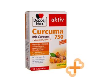 DOPPELHERZ AKTIV Cúrcuma 750 30 Cápsulas Vitamina D3 Salud Muscular Inmunidad