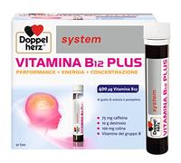 Doppelherz system VITAMIN B12 PLUS - Complemento Alimenticio con Dextrosa, Vitaminas del Grupo B, Cafeína y Colina, Sabor a Naranja y Pomelo, Sin Gluten ni Lactosa, 30 Viales