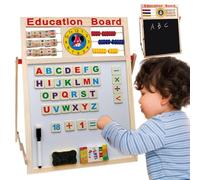 Doppelseitige Kinder- von Zunetsutock - Magnetisches Holzzeichenbrett mit Halterung | Abwischbare Maltafel mit Abakus für Lernen, Zeichnen, Schreiben, Perfekt für Zuhause oder Schule